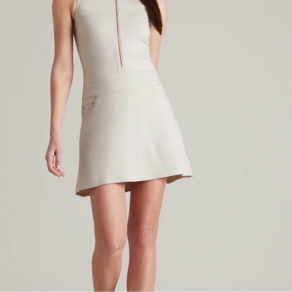 Sleeveless Polo Golf Dress in Light Beige - Picture 3 of 9